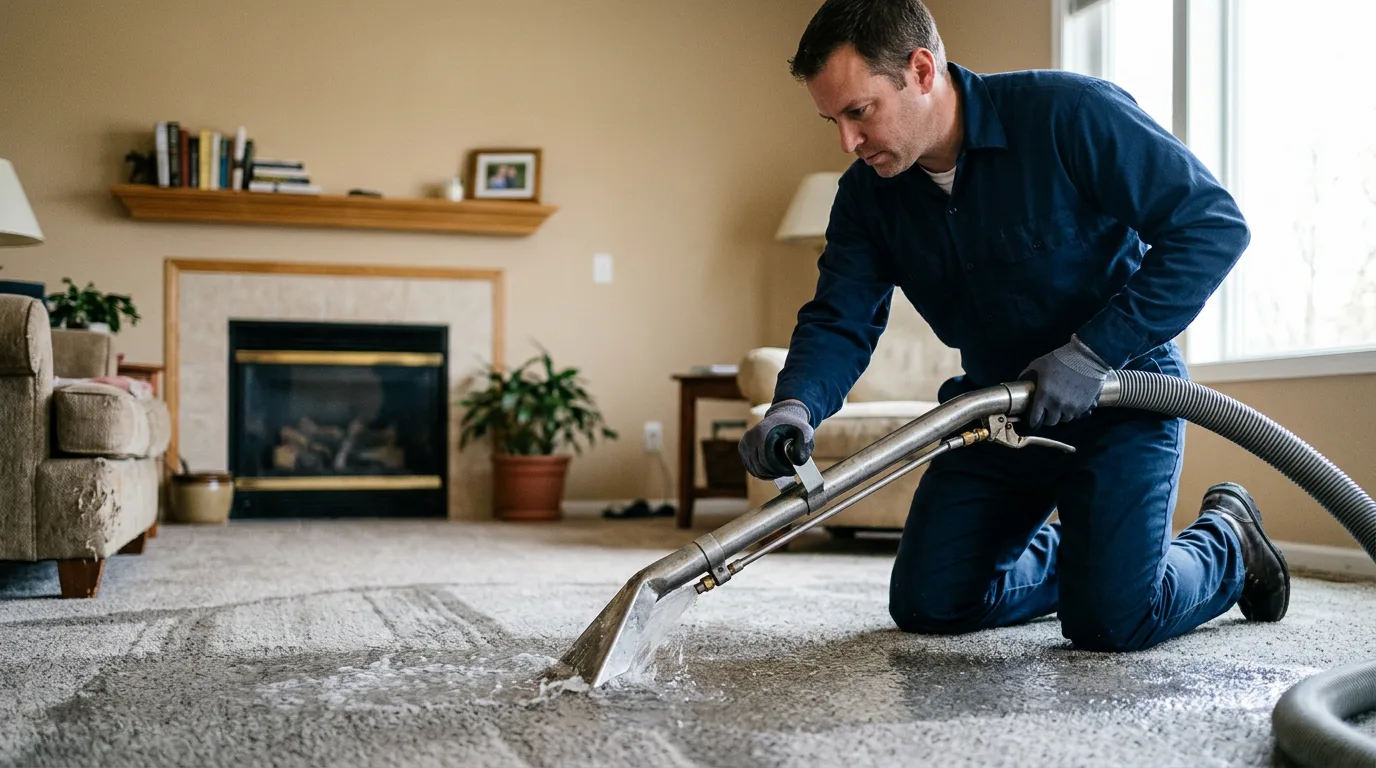 Water damage restoration technician working near Victor, CO